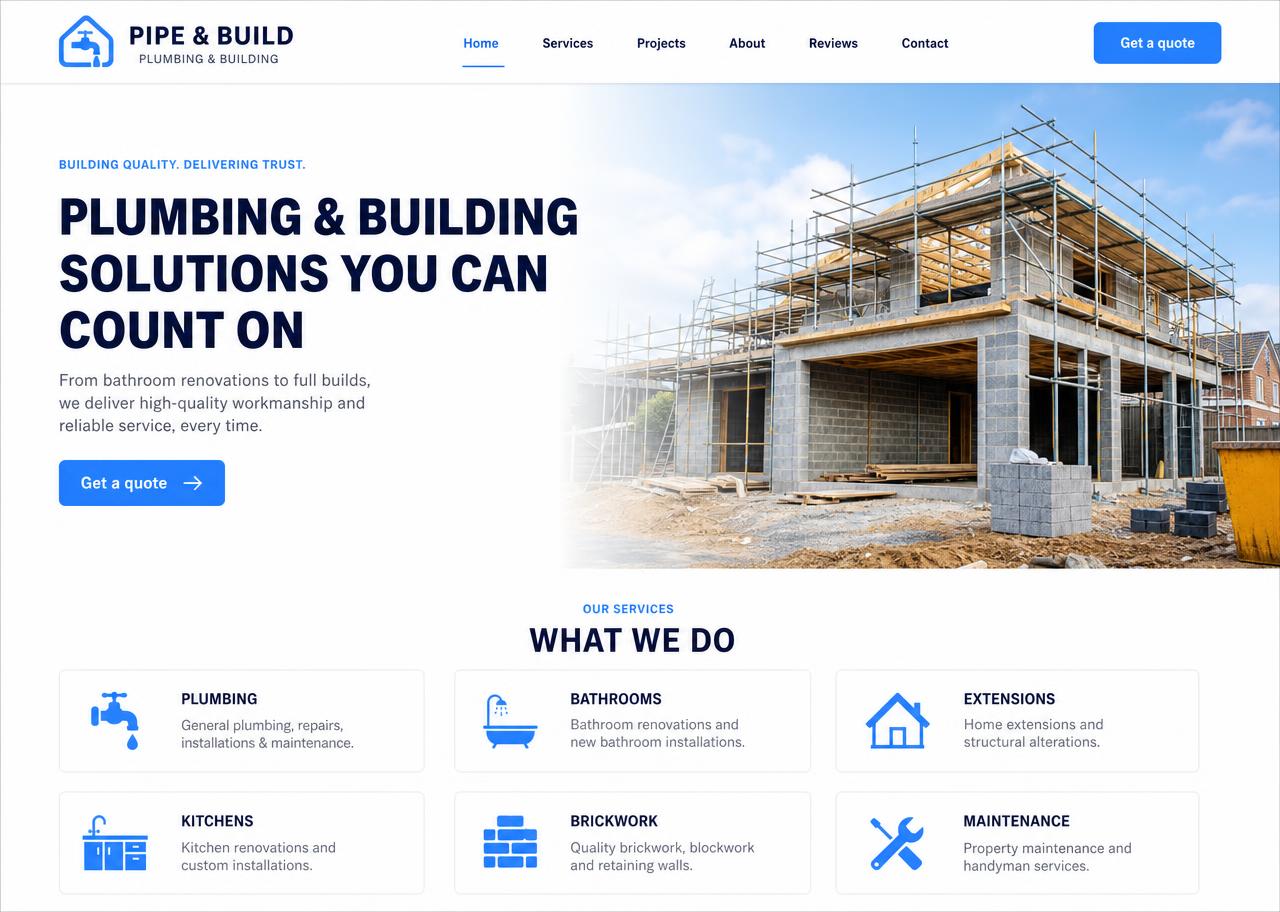 Modern JobSuite redesign of a small trades business website